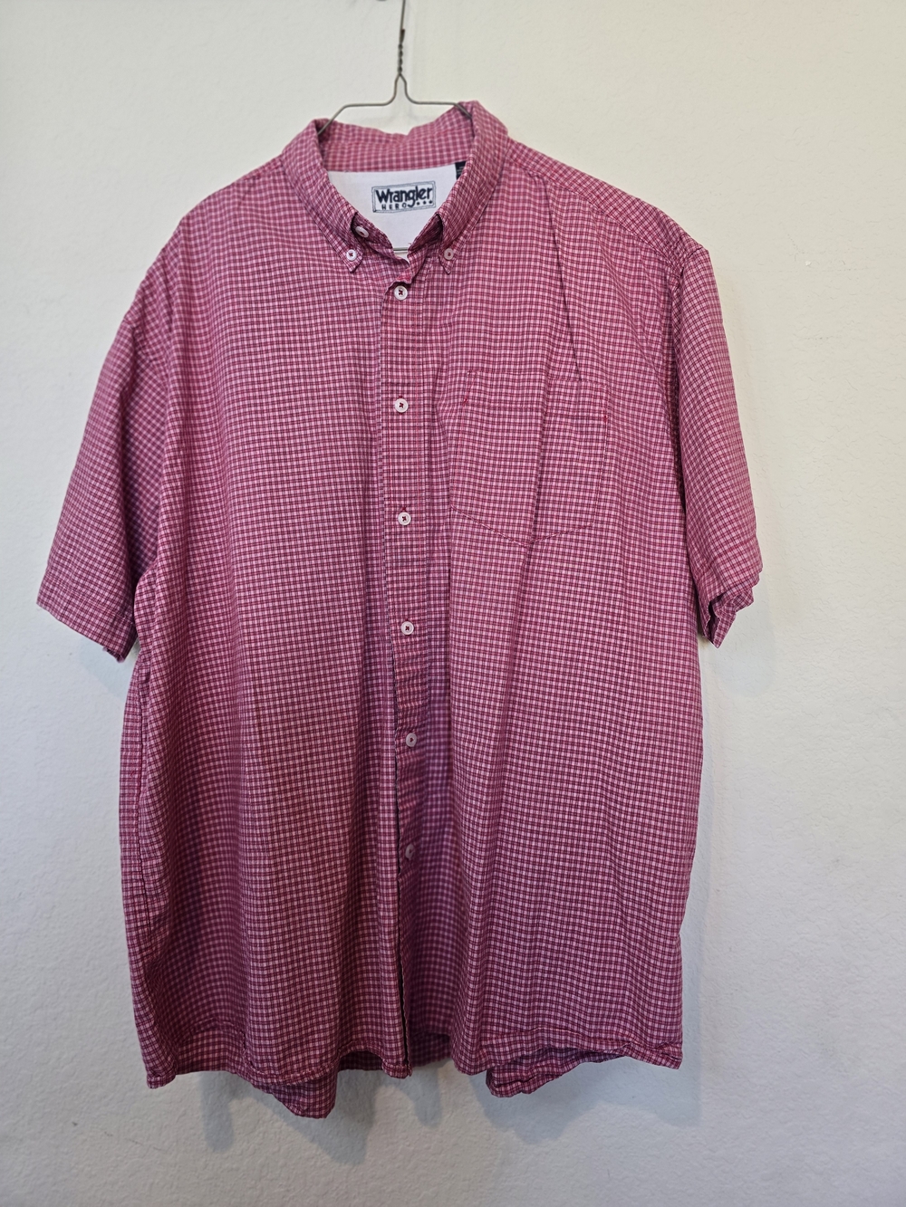 Wrangler Men’s Red Gingham Short Sleeve Button-Down Shirt Sz XL